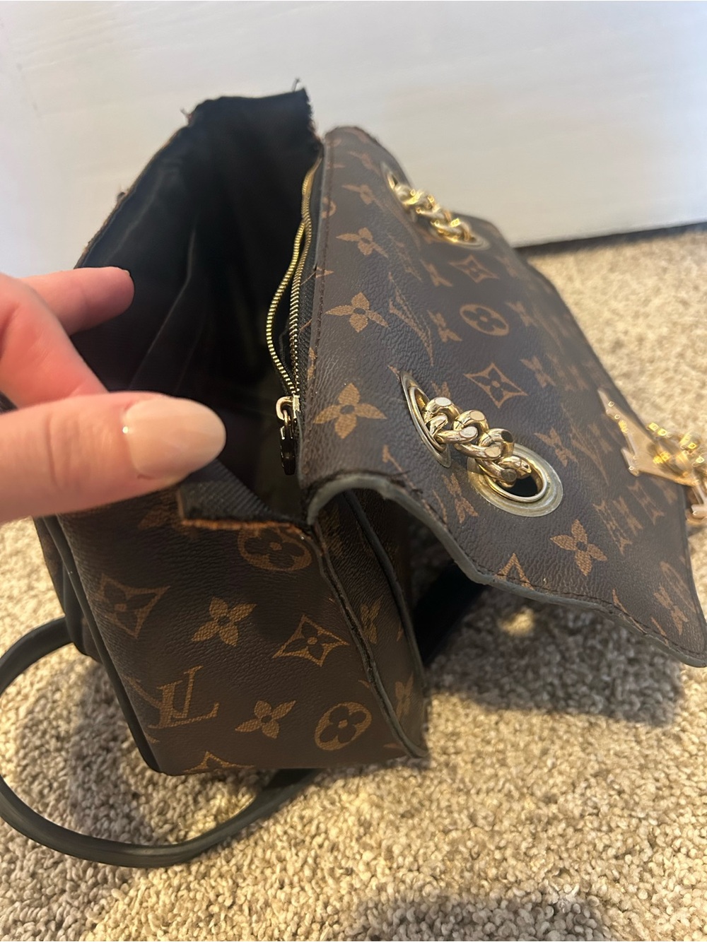 Source Unknown Monogram Crossbody in Brown with Gold Hardware - Picture 2 of 5